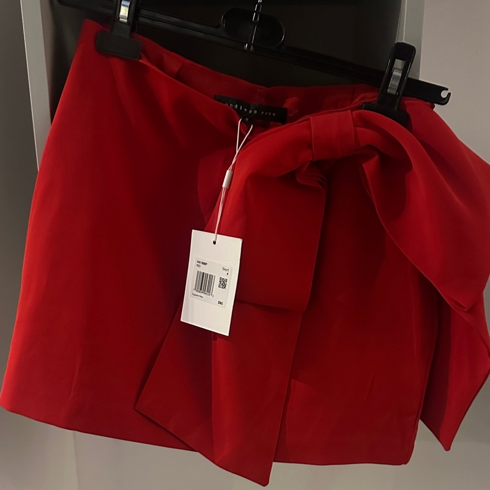 Endless Rose Red Skort with Bow Detail